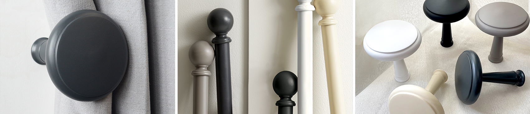 Shore 35mm Pole & Holdbacks - Medium Stain - Black - Grey