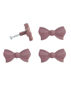 Bow Drawer Pulls, Dusky Rose, Set of 4