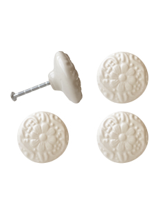 Embossed Drawer Pull, Cream, Set of 4