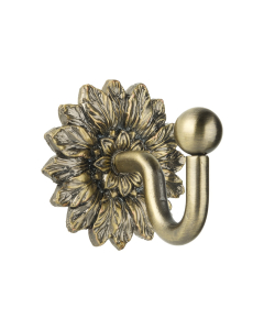 Swish Floral Hook, Antique Brass