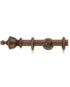 Swish Naturals 35mm Urn Finial Wood Pole Set Dark Walnut 360cm