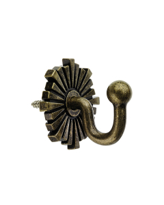 Swish Art Deco Hook, Antique Brass