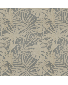 Tropical Leaves Cloud Grey Fabric