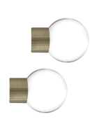 Strand 35mm Clear Ball Finial, Burnished Brass, 1 Pair
