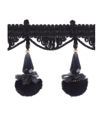 Interlude Pom Pom Fringe, Black