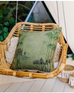 Bamboo Folly Moss Green Piped Edge Cushion Cover