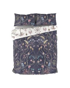 The Wild Flower Garden Nightshadow/Whisper White (Rev) Double Bed Set